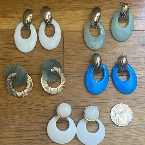 Lot of 5 Pairs of Earrings. Vintage 1970's. - Picture 15 of 15